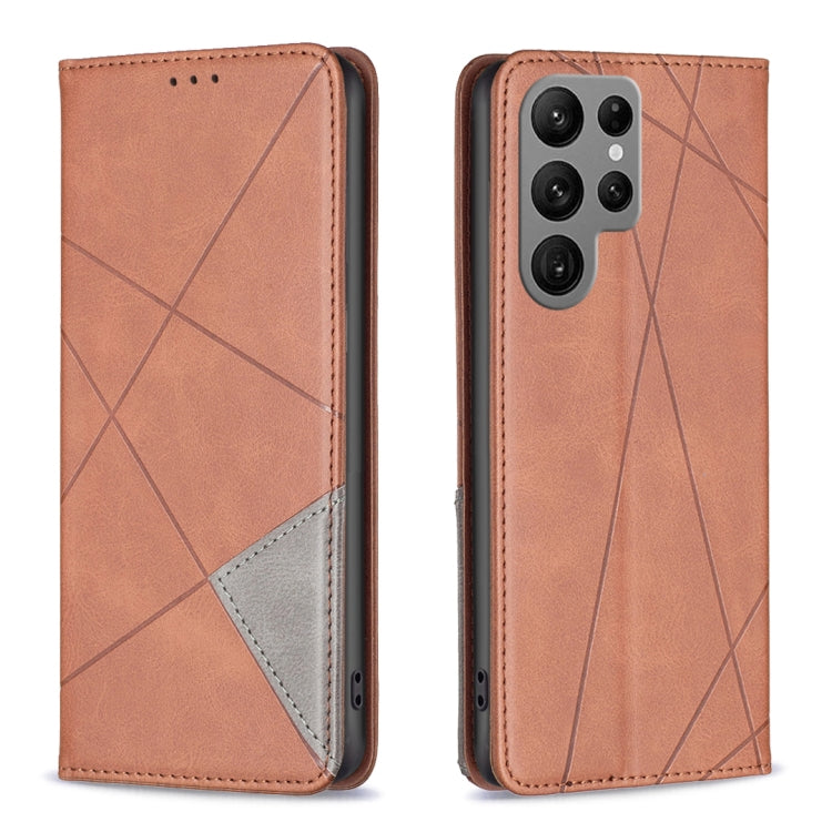 For Samsung Galaxy S23 Ultra 5G Prismatic Invisible Magnetic Leather Phone Case