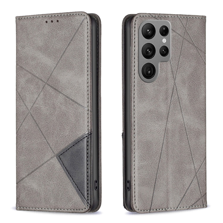 For Samsung Galaxy S23 Ultra 5G Prismatic Invisible Magnetic Leather Phone Case