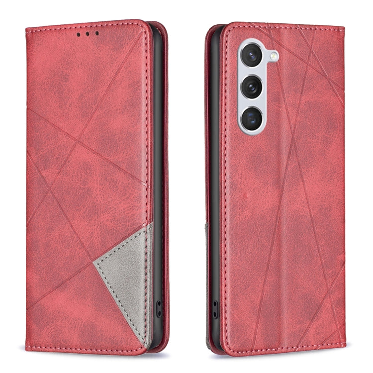 For Samsung Galaxy S23 5G Prismatic Invisible Magnetic Leather Phone Case