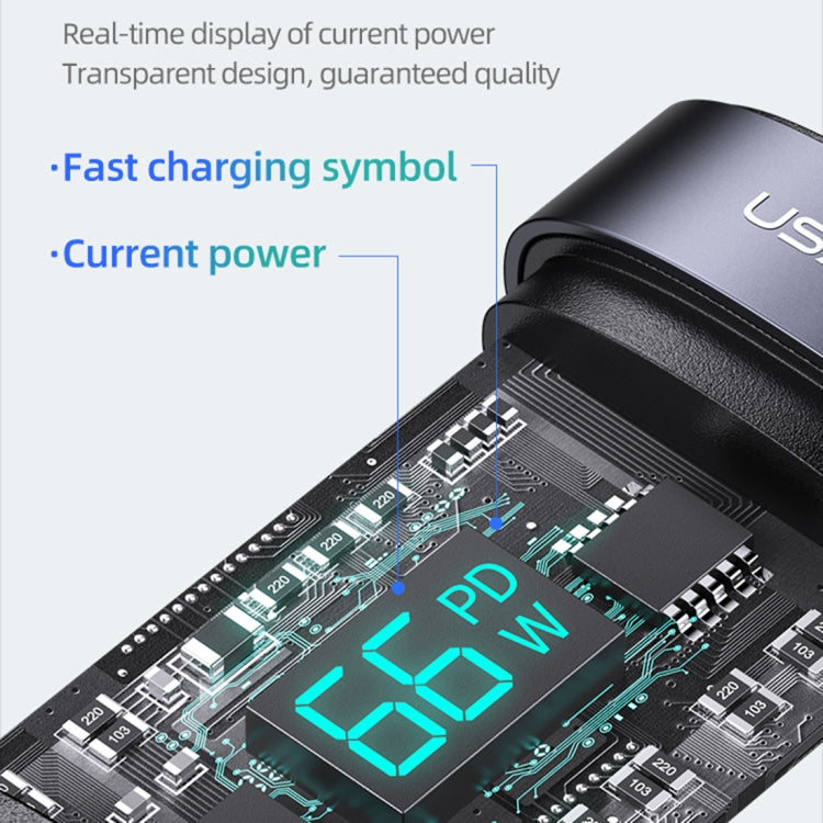 USAMS SJ582 U83 66W 3 in 1 Aluminum Alloy Transparent Digital Display Fast Charging Cable,Cable Length: 1.2m
