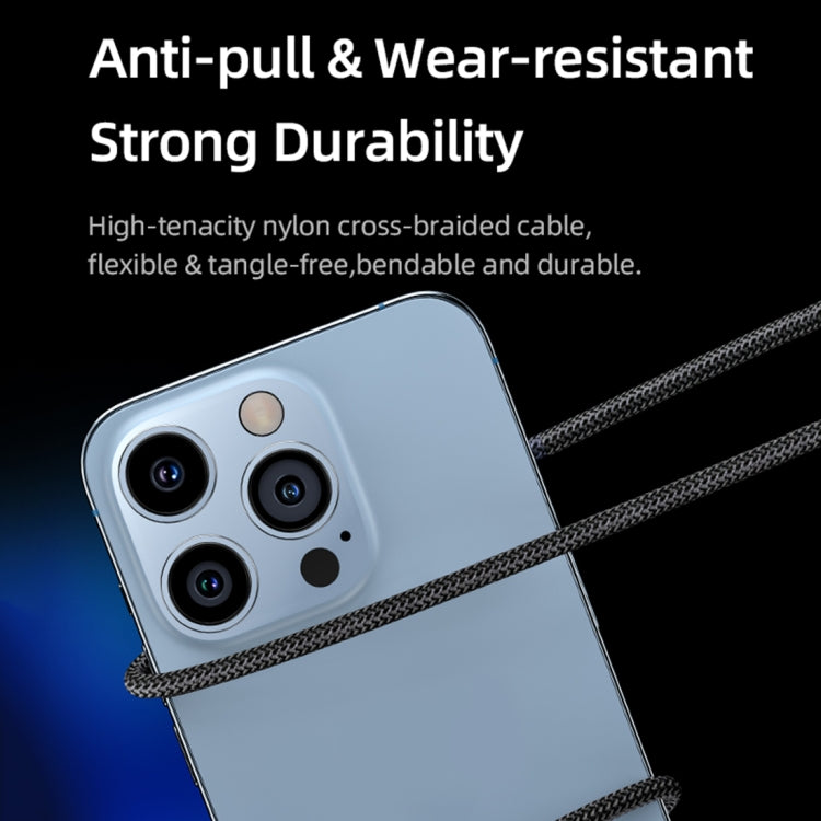 USAMS SJ582 U83 66W 3 in 1 Aluminum Alloy Transparent Digital Display Fast Charging Cable,Cable Length: 1.2m