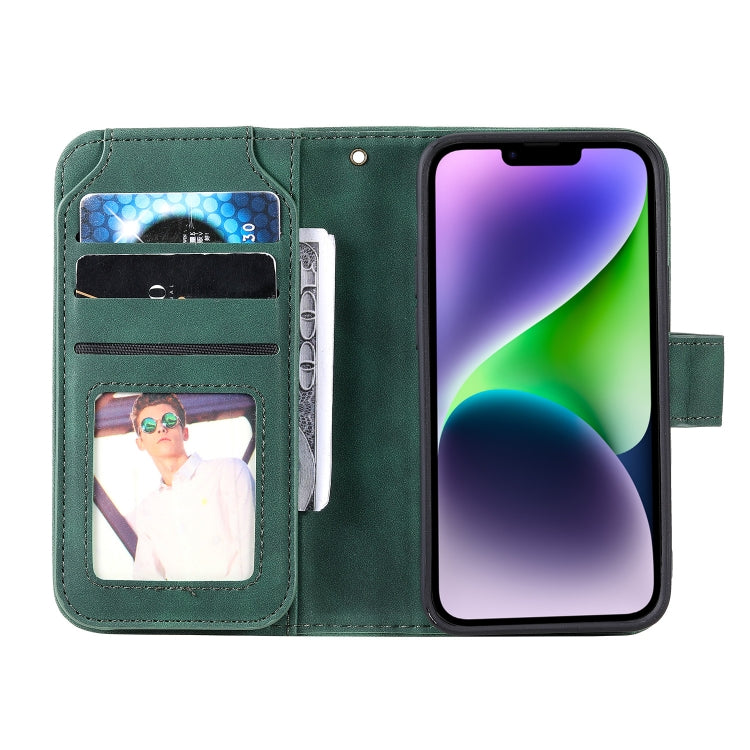 For iPhone 14 Skin Feel Multi-card Wallet Leather Phone Case