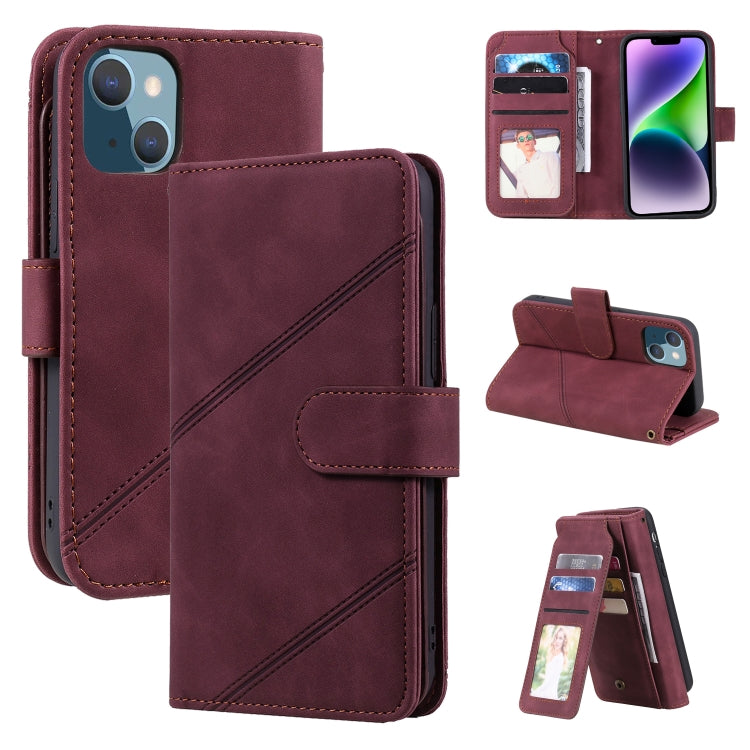 For iPhone 14 Plus Skin Feel Multi-card Wallet Leather Phone Case