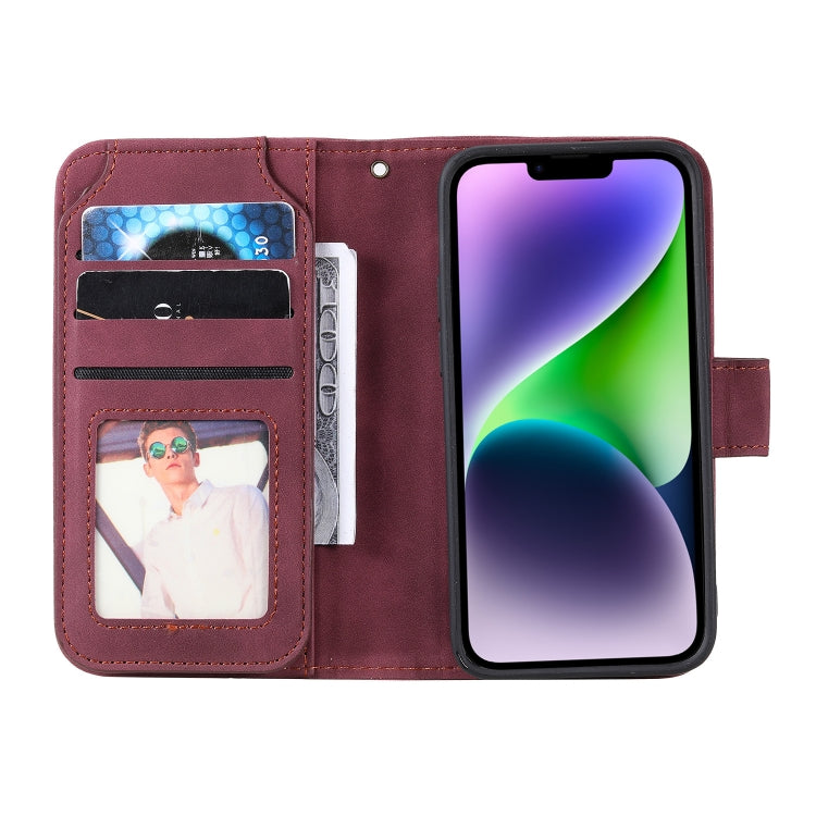 For iPhone 14 Plus Skin Feel Multi-card Wallet Leather Phone Case