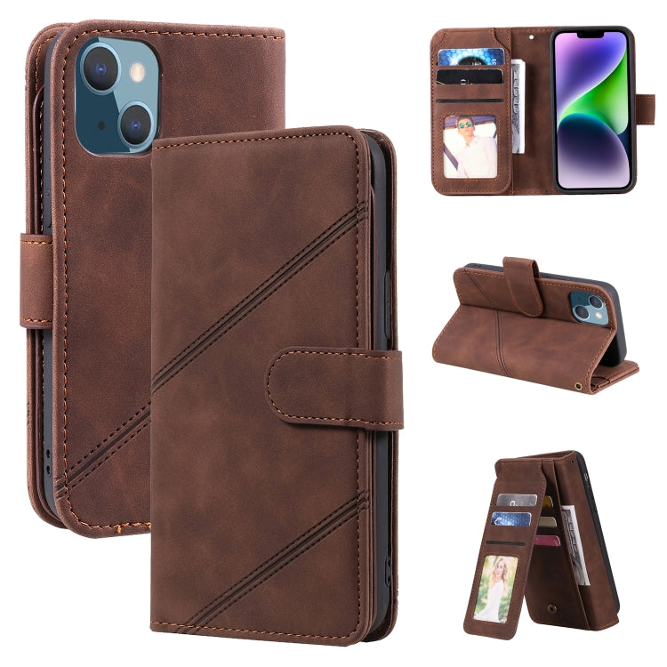 For iPhone 14 Plus Skin Feel Multi-card Wallet Leather Phone Case