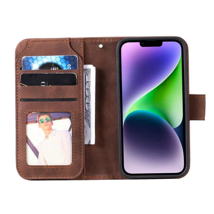For iPhone 14 Plus Skin Feel Multi-card Wallet Leather Phone Case