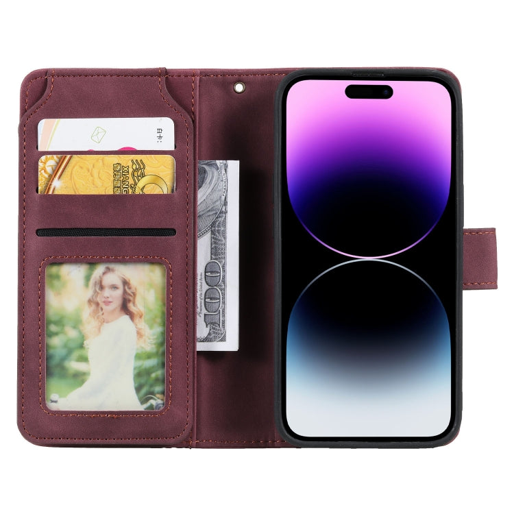 For iPhone 14 Pro Skin Feel Multi-card Wallet Leather Phone Case