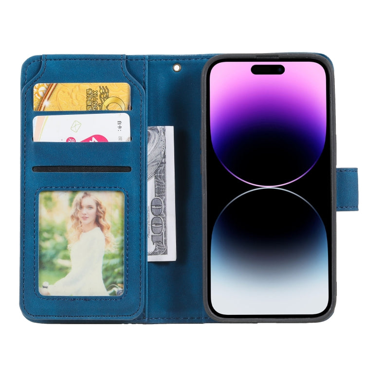For iPhone 14 Pro Max Skin Feel Multi-card Wallet Leather Phone Case