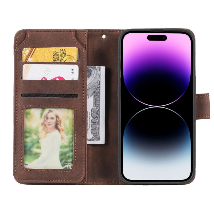 For iPhone 14 Pro Max Skin Feel Multi-card Wallet Leather Phone Case