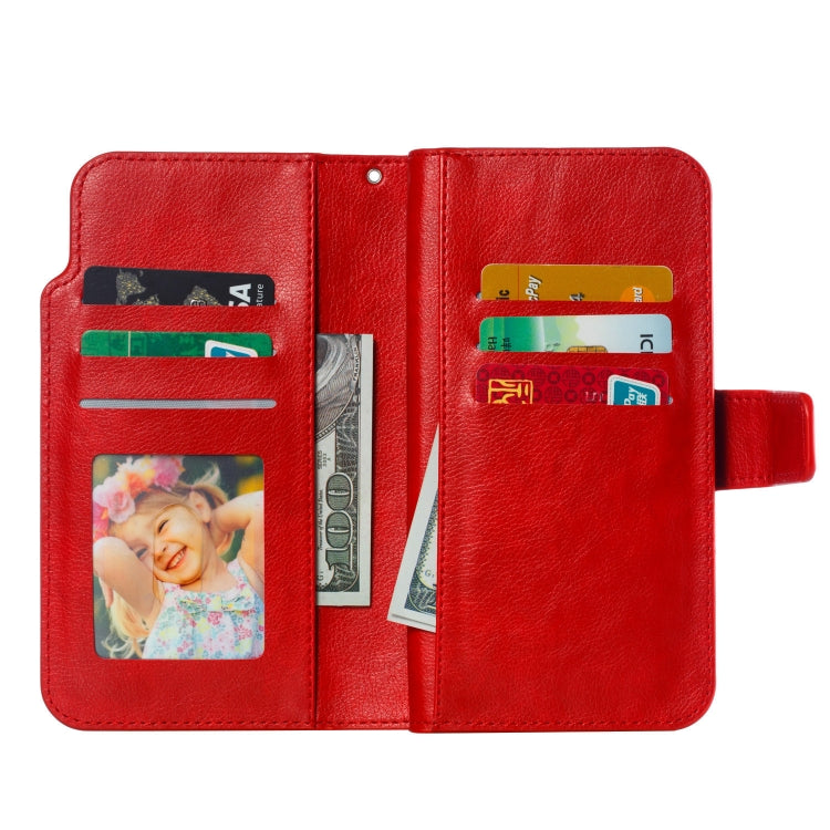For iPhone 14 Pro Max Litchi Texture 9 Card Tri-Fold Wallets Leather Phone Case