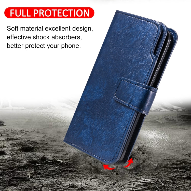 For iPhone 14 Pro Max Litchi Texture 9 Card Tri-Fold Wallets Leather Phone Case