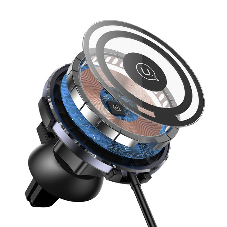 USAMS US-CD164 Ultra-slim Magnetic Car Wireless Charger with Cable(Transparent)