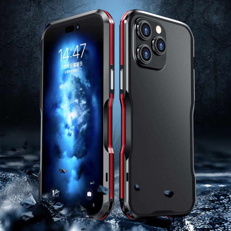 For iPhone 14 Pro Sharp Edge Magnetic Shockproof Metal Frame Phone Case
