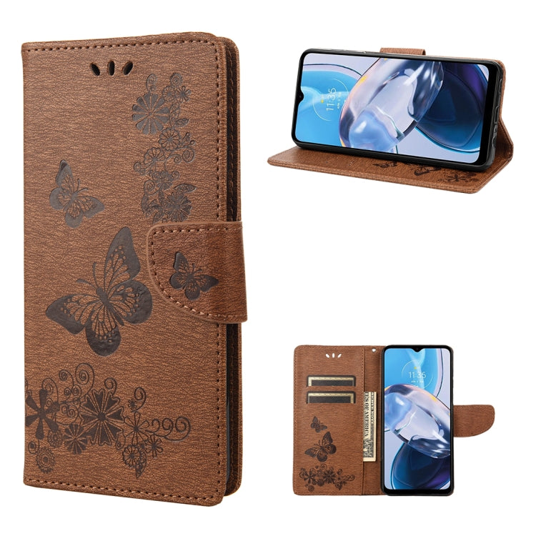 For Motorola Moto E22 / E22i Butterfly Embossed Horizontal Flip Leather Phone Case