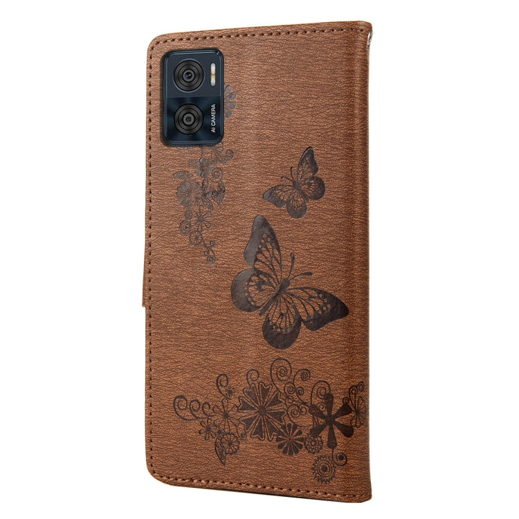 For Motorola Moto E22 / E22i Butterfly Embossed Horizontal Flip Leather Phone Case