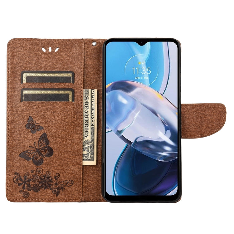 For Motorola Moto E22 / E22i Butterfly Embossed Horizontal Flip Leather Phone Case