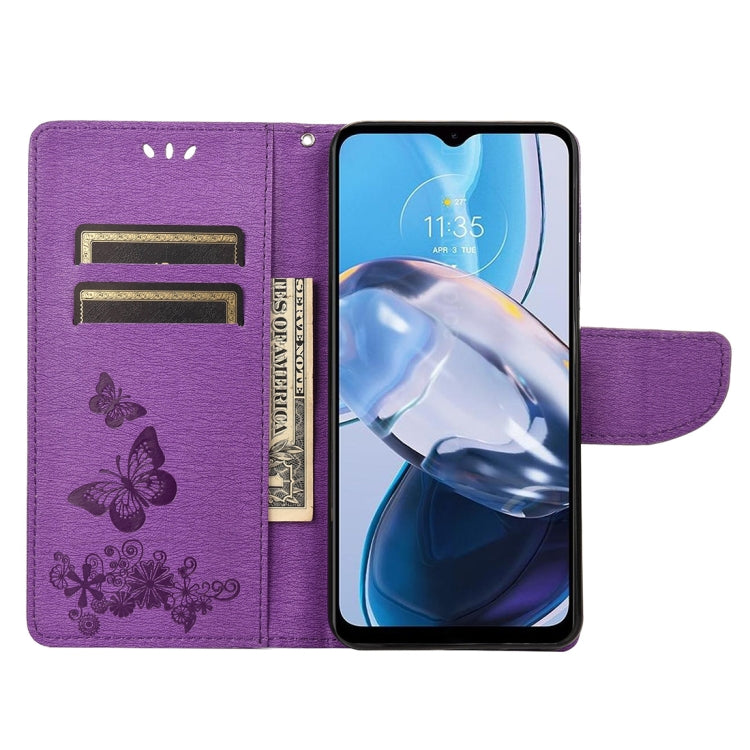 For Motorola Moto E22 / E22i Butterfly Embossed Horizontal Flip Leather Phone Case