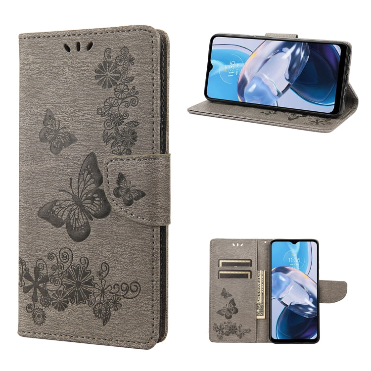 For Motorola Moto E22 / E22i Butterfly Embossed Horizontal Flip Leather Phone Case