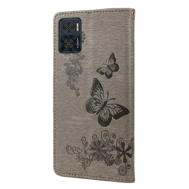 For Motorola Moto E22 / E22i Butterfly Embossed Horizontal Flip Leather Phone Case