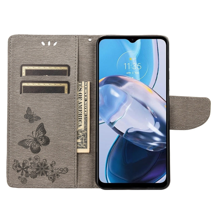 For Motorola Moto E22 / E22i Butterfly Embossed Horizontal Flip Leather Phone Case