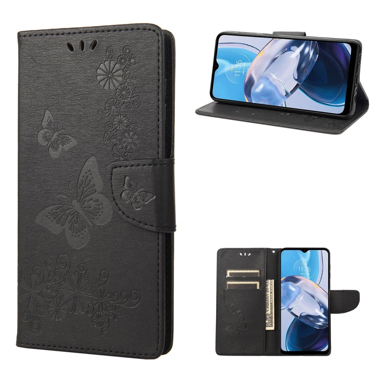 For Motorola Moto E22 / E22i Butterfly Embossed Horizontal Flip Leather Phone Case