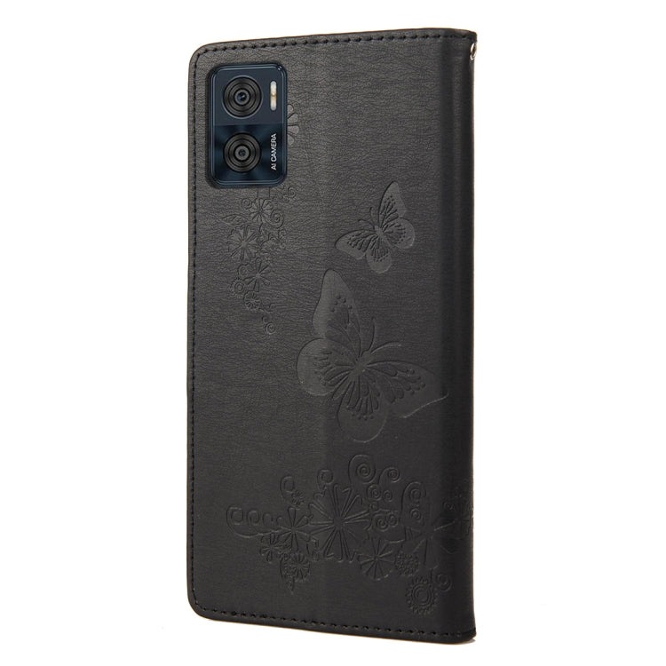 For Motorola Moto E22 / E22i Butterfly Embossed Horizontal Flip Leather Phone Case
