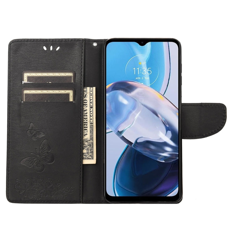 For Motorola Moto E22 / E22i Butterfly Embossed Horizontal Flip Leather Phone Case