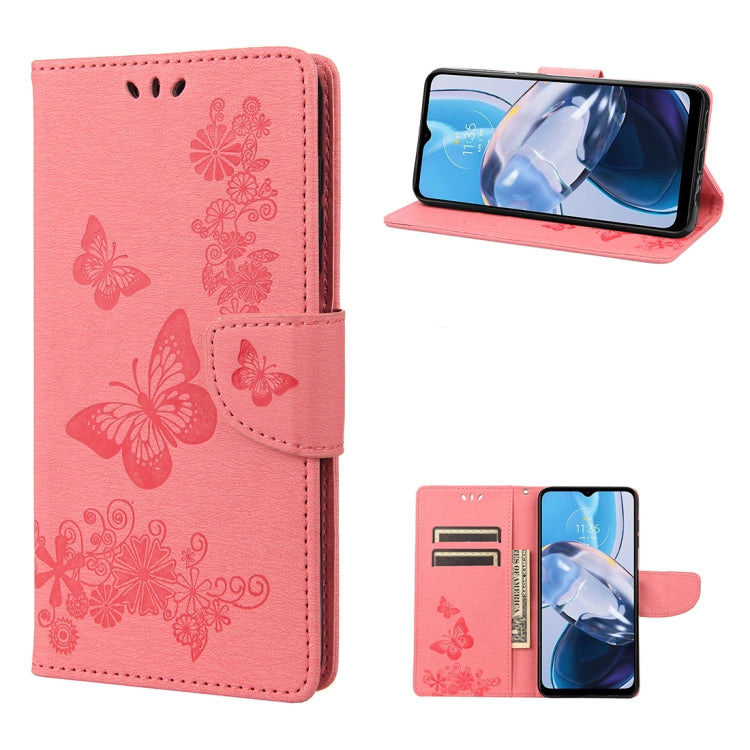 For Motorola Moto E22 / E22i Butterfly Embossed Horizontal Flip Leather Phone Case