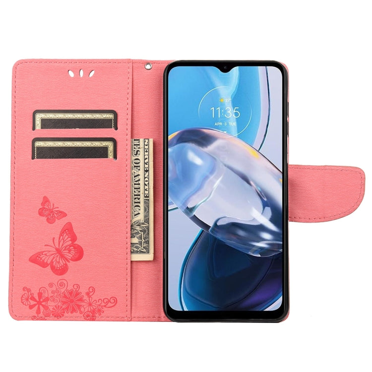 For Motorola Moto E22 / E22i Butterfly Embossed Horizontal Flip Leather Phone Case