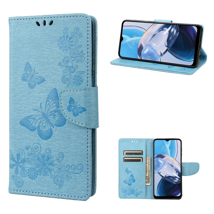 For Motorola Moto E22 / E22i Butterfly Embossed Horizontal Flip Leather Phone Case