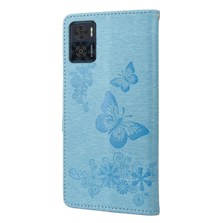 For Motorola Moto E22 / E22i Butterfly Embossed Horizontal Flip Leather Phone Case