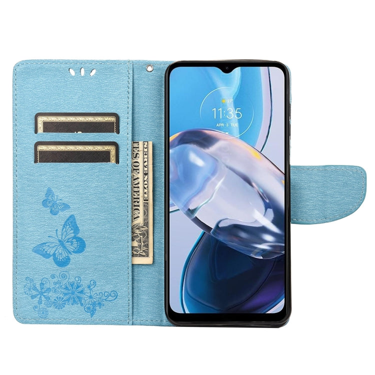 For Motorola Moto E22 / E22i Butterfly Embossed Horizontal Flip Leather Phone Case