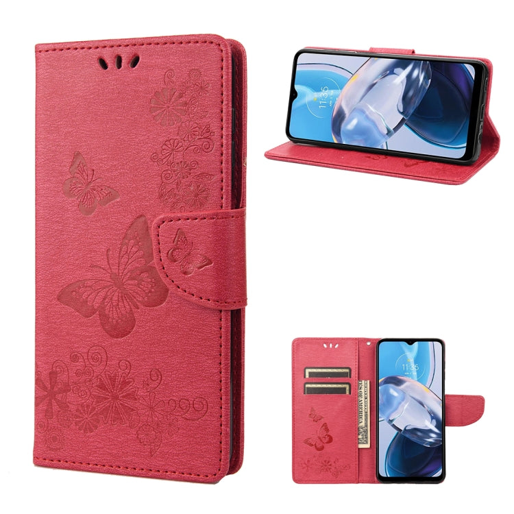For Motorola Moto E22 / E22i Butterfly Embossed Horizontal Flip Leather Phone Case