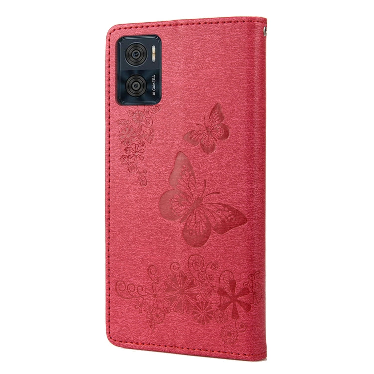 For Motorola Moto E22 / E22i Butterfly Embossed Horizontal Flip Leather Phone Case