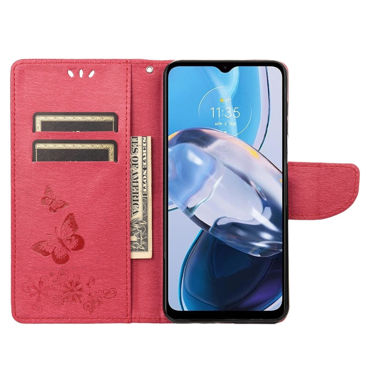For Motorola Moto E22 / E22i Butterfly Embossed Horizontal Flip Leather Phone Case