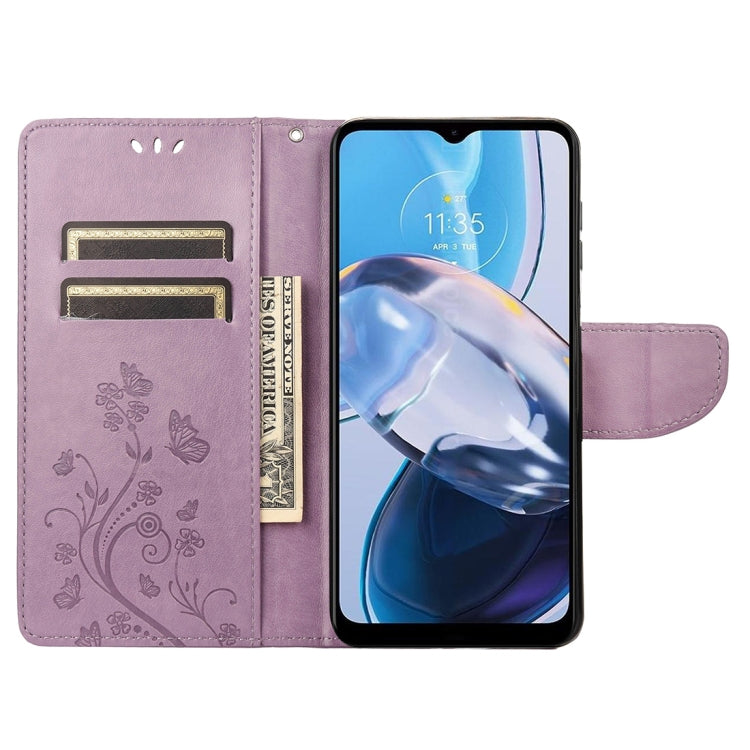 For Motorola Moto E22 / E22i Butterfly Flower Pattern Flip Leather Phone Case