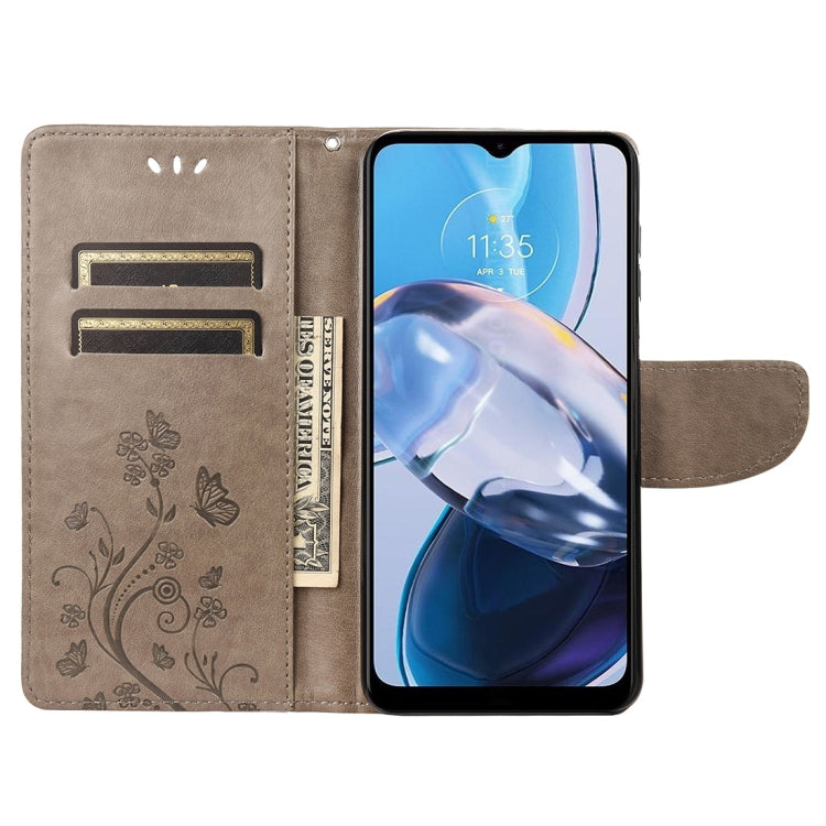 For Motorola Moto E22 / E22i Butterfly Flower Pattern Flip Leather Phone Case