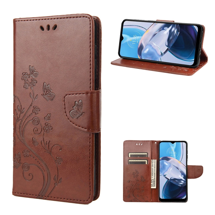 For Motorola Moto E22 / E22i Butterfly Flower Pattern Flip Leather Phone Case