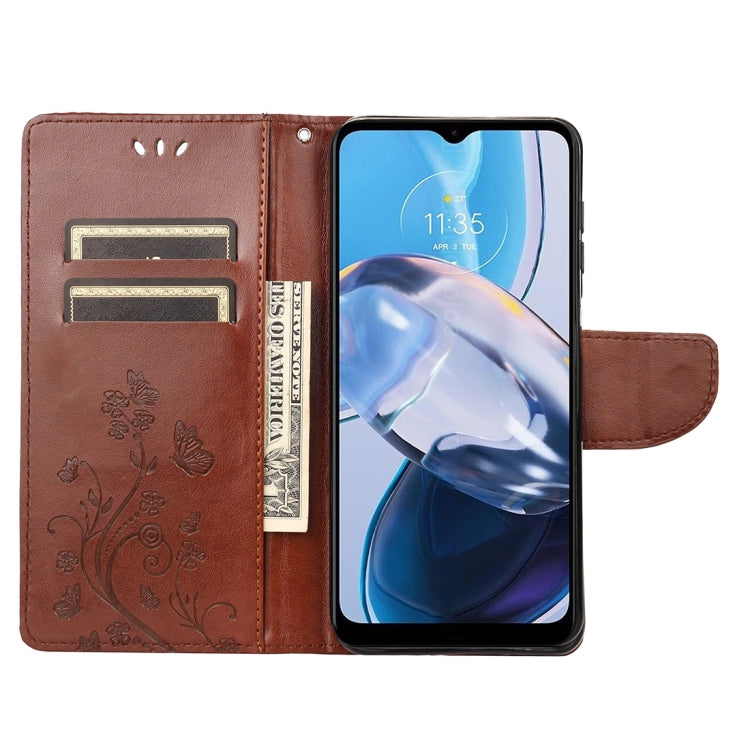 For Motorola Moto E22 / E22i Butterfly Flower Pattern Flip Leather Phone Case