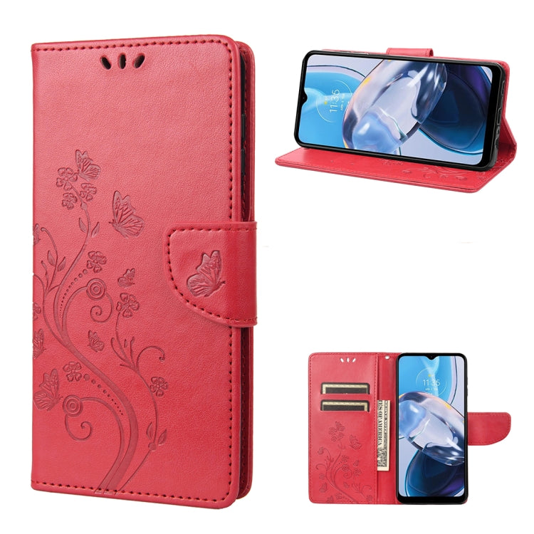 For Motorola Moto E22 / E22i Butterfly Flower Pattern Flip Leather Phone Case
