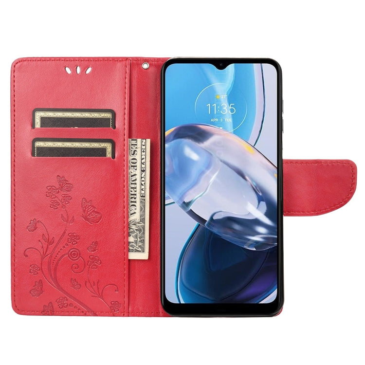 For Motorola Moto E22 / E22i Butterfly Flower Pattern Flip Leather Phone Case