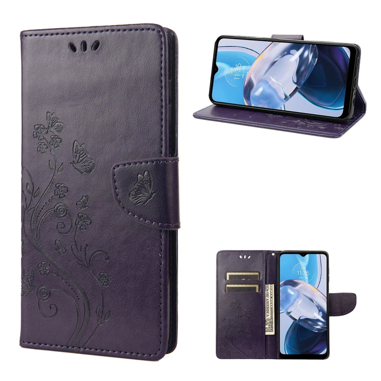 For Motorola Moto E22 / E22i Butterfly Flower Pattern Flip Leather Phone Case