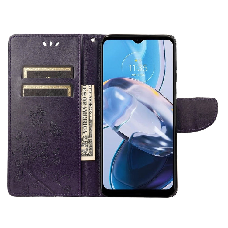 For Motorola Moto E22 / E22i Butterfly Flower Pattern Flip Leather Phone Case