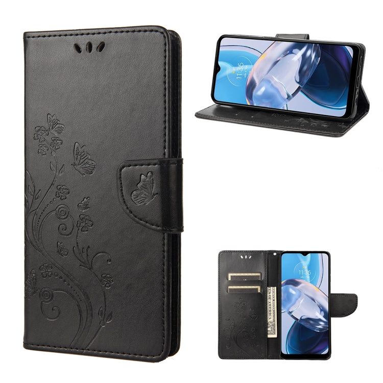 For Motorola Moto E22 / E22i Butterfly Flower Pattern Flip Leather Phone Case