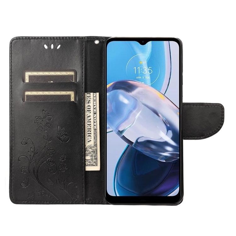 For Motorola Moto E22 / E22i Butterfly Flower Pattern Flip Leather Phone Case