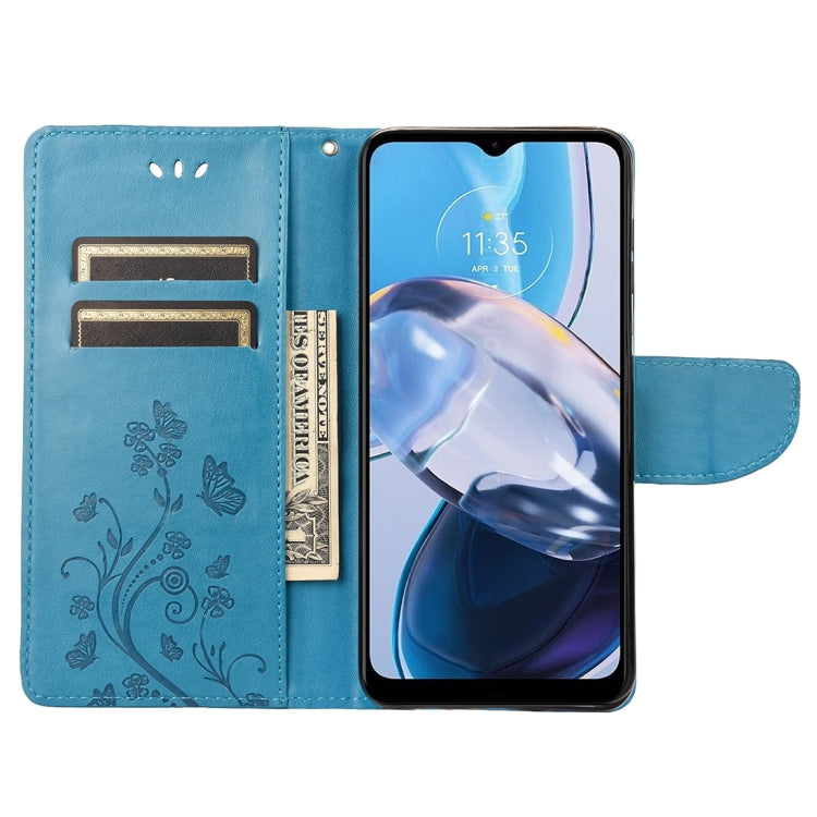For Motorola Moto E22 / E22i Butterfly Flower Pattern Flip Leather Phone Case