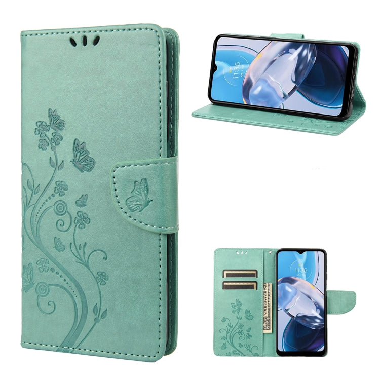 For Motorola Moto E22 / E22i Butterfly Flower Pattern Flip Leather Phone Case
