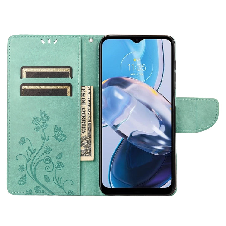 For Motorola Moto E22 / E22i Butterfly Flower Pattern Flip Leather Phone Case
