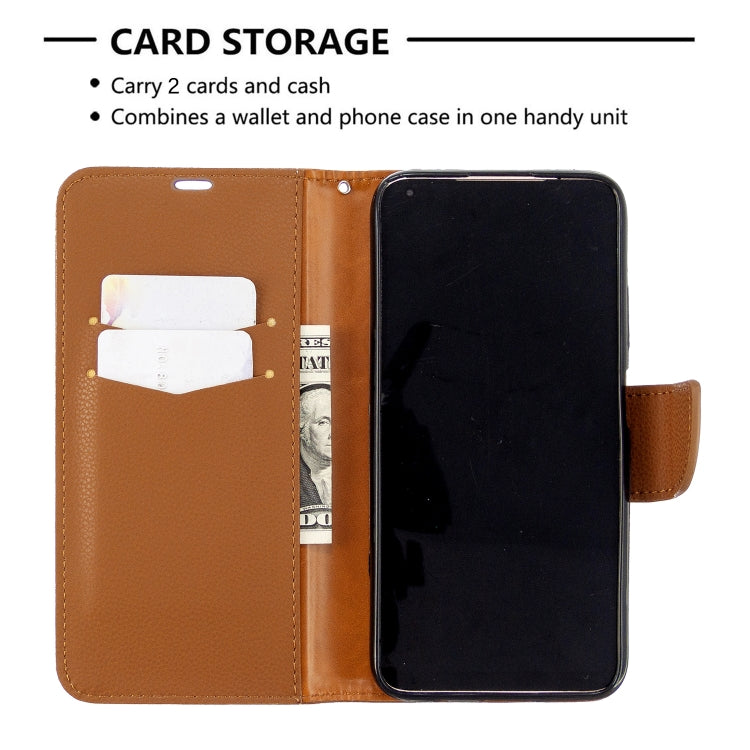 For Huawei P40 Lite Litchi Texture  Pure Color Horizontal Flip PU Leather Case with Holder & Card Slots & Wallet & Lanyard