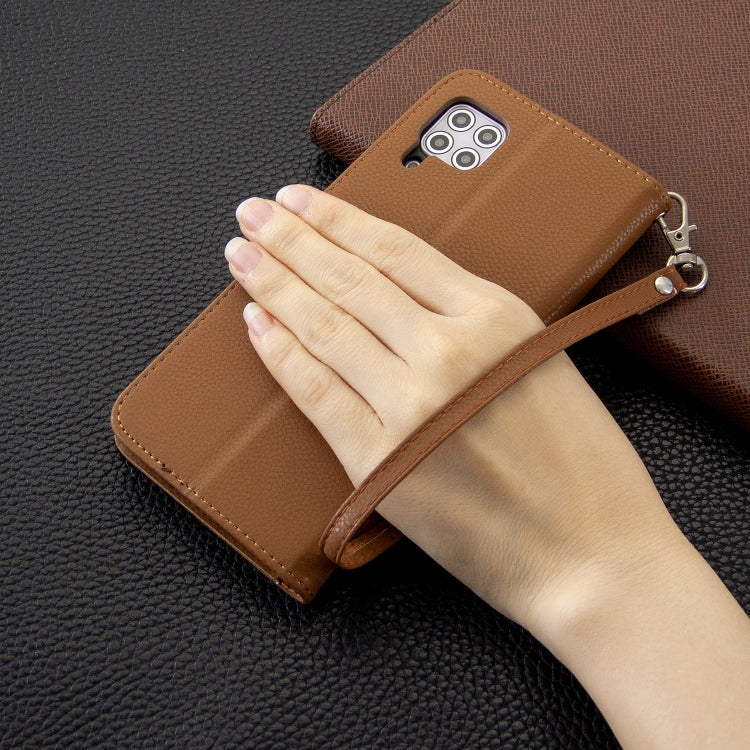 For Huawei P40 Lite Litchi Texture  Pure Color Horizontal Flip PU Leather Case with Holder & Card Slots & Wallet & Lanyard